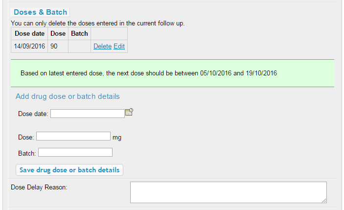 Add dose dates screenshot Add dose dates screenshot