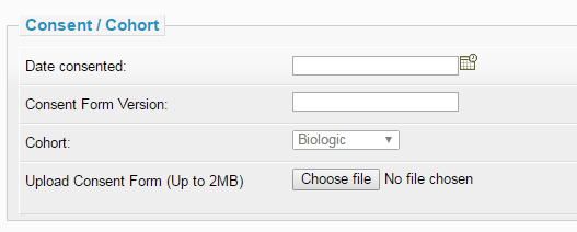 Screenshot of upload consent form section